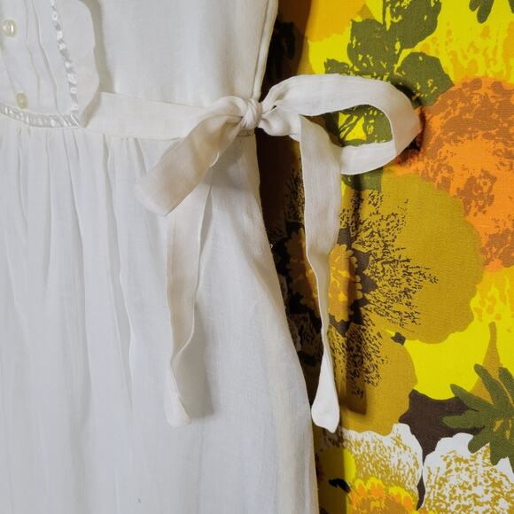 VTG 70s Candi Jones Prairie Pinafore Cottagecore Floral Accent Maxi Dress - Picture 5 of 9
